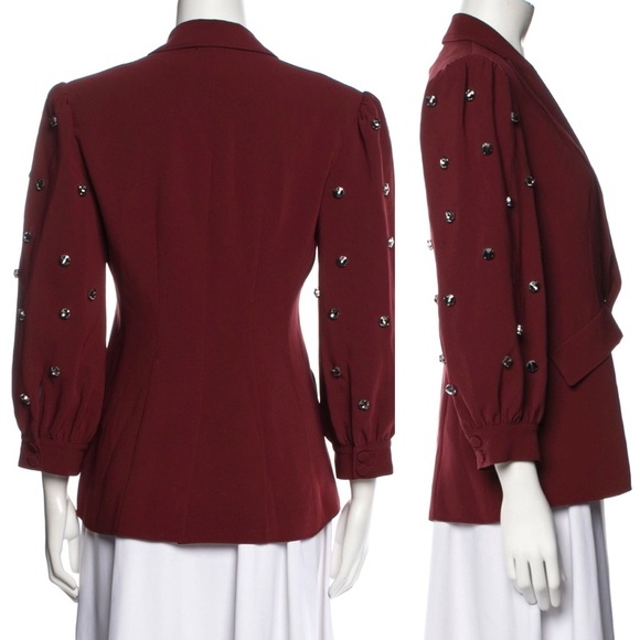 Cinq a Sept Amie Bejeweled 3/4" Puff Sleeve Tailored Fitted
Blazer Size 4 NEW - Picture 10 of 13
